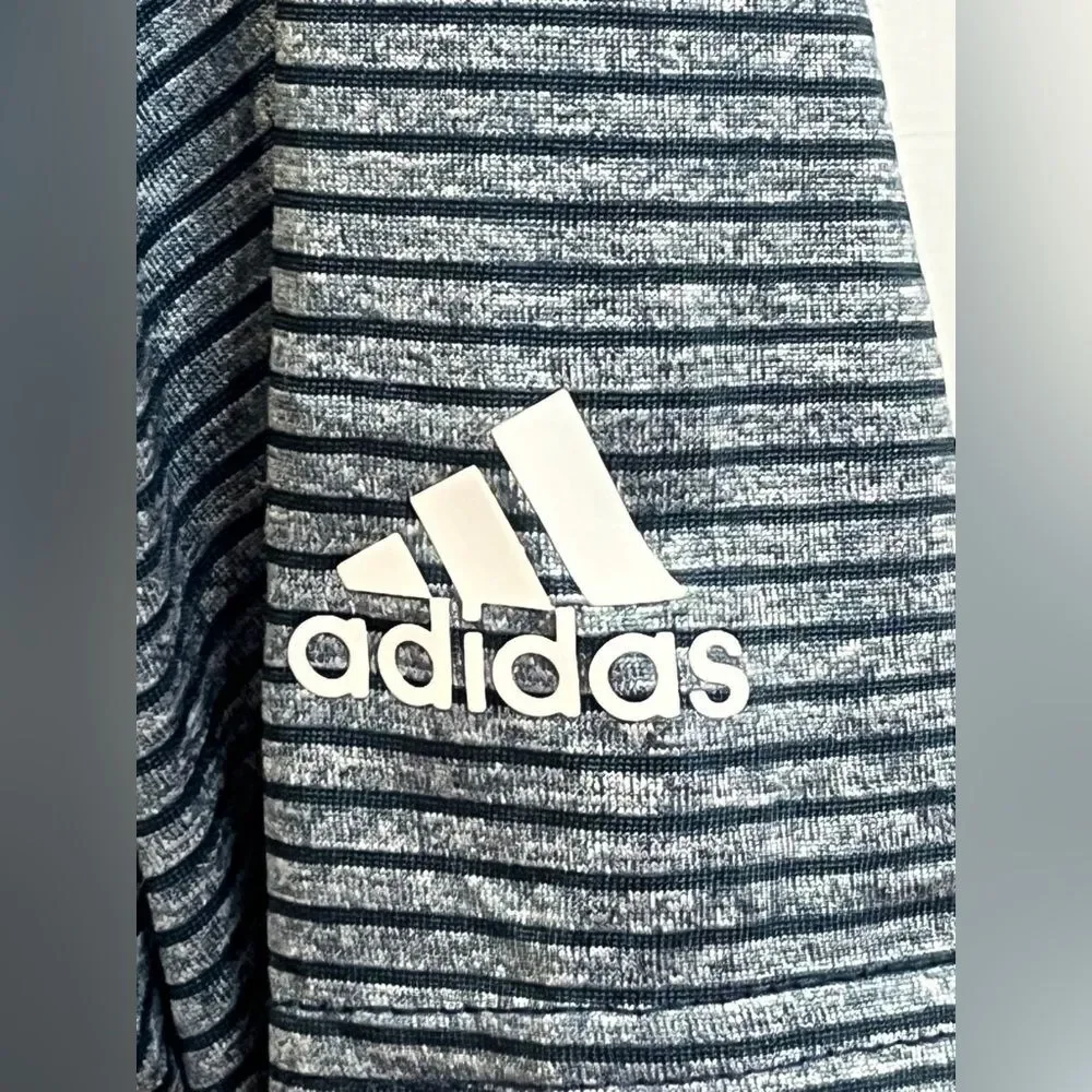 Adidas Golf Feeder Blue/gray Stripe Polo Shirt Size M Moisture-wicking